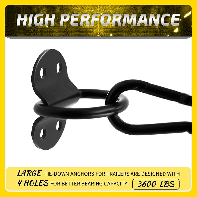 ZOSANY 8PCS Heavy Duty D Ring Tie Down Anchor Hooks, Large D Ring Tie Down Anchor 3600LBS Breaking Strength with Carabiner, Tie Down Anchor with Bolts Screws for Trailer Truck Boats Camper Pickup ATV - Image 4